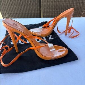 Schutz Orange Strappy Heels, Size 8.5